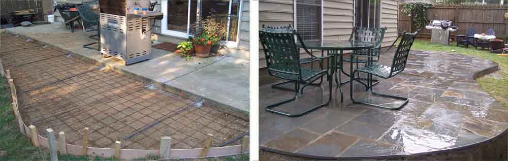 Flagstone Patio Extenstion Before and After 