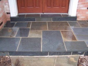 Flagstone patio after repair is completed